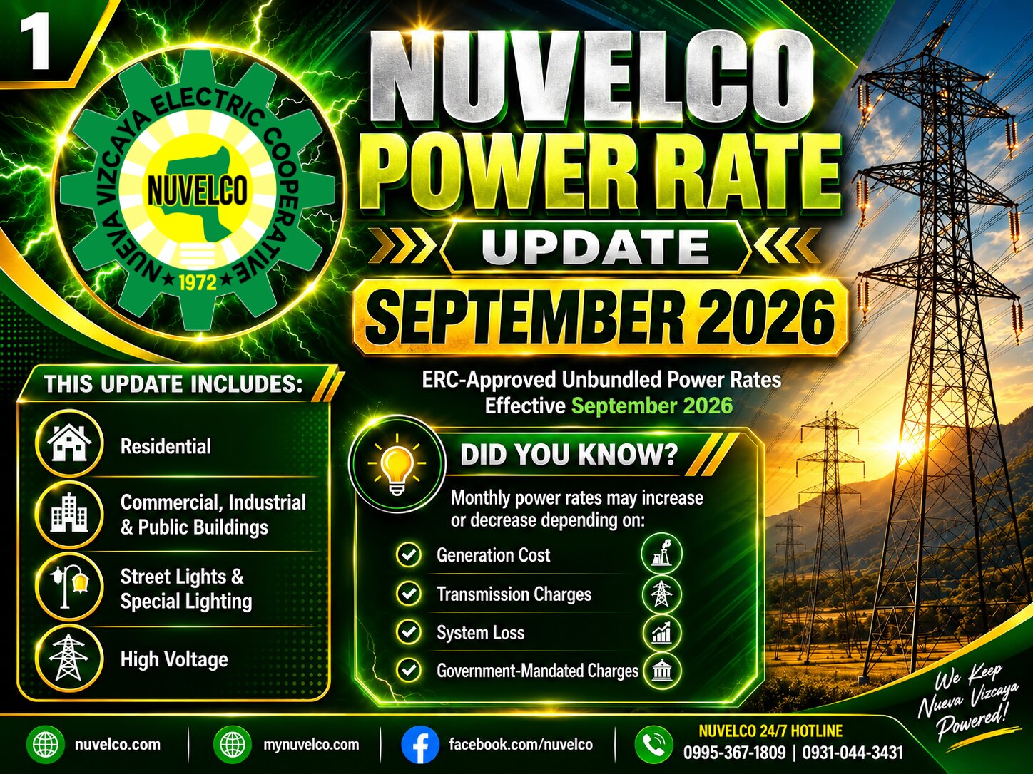 POWER RATE - SEPTEMBER 2026